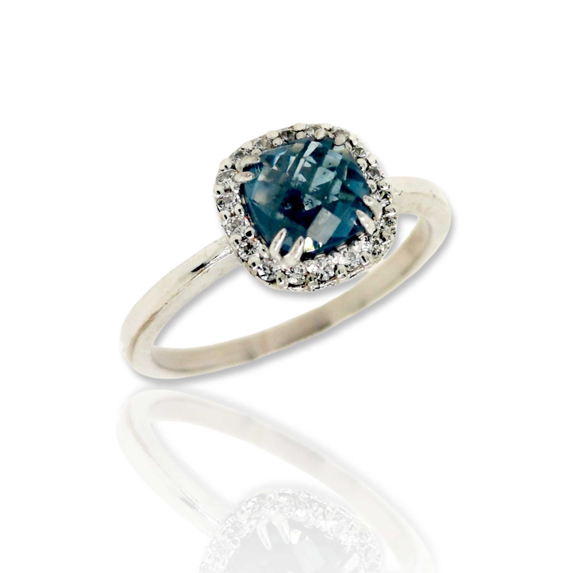 Δαχτυλίδι London Blue Topaz Ροζέτα